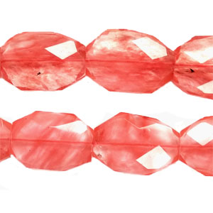 CHERRY QUARTZ FACETED FREEFORM 22X30MM